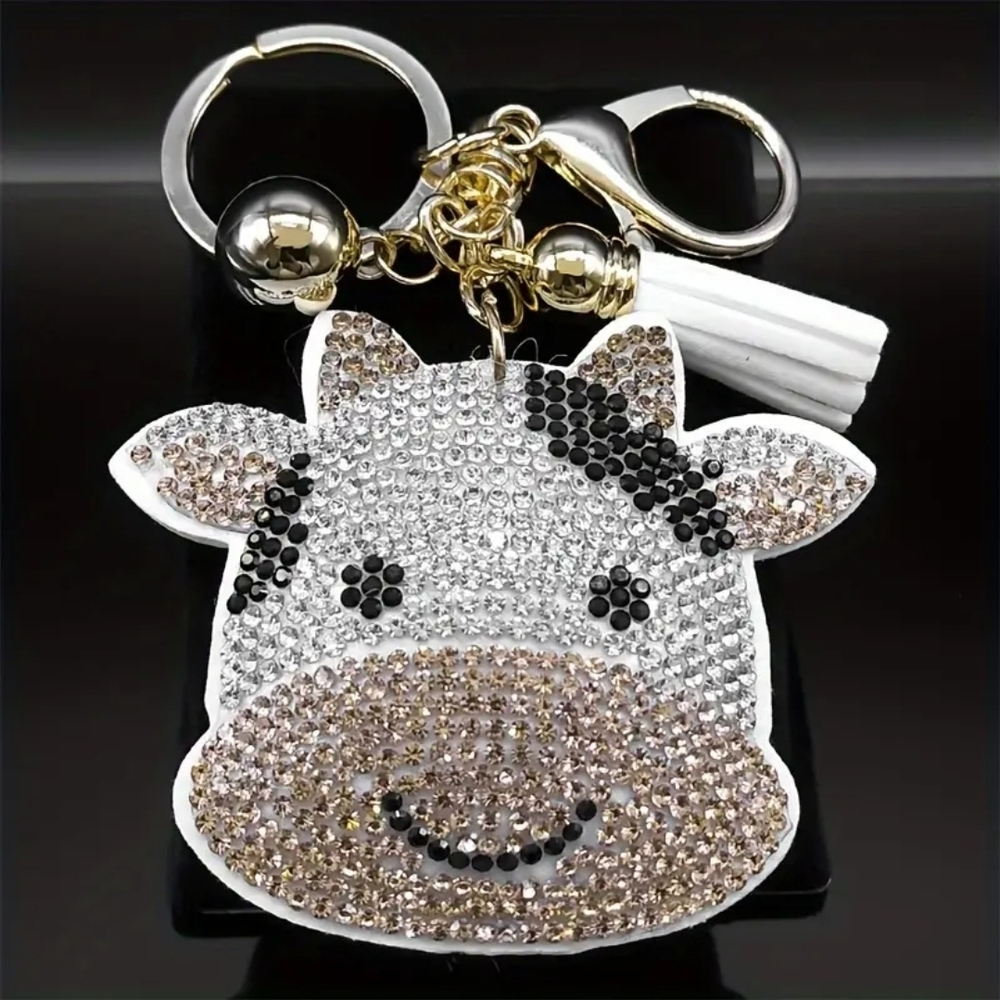 Cow Rhinestone Bag Purse Backpack Charm Silver, Black, Brown
